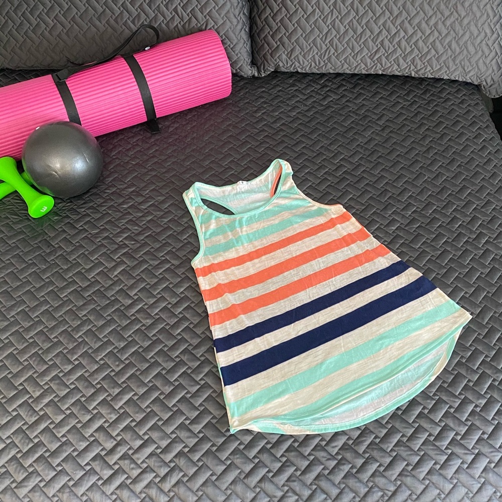EUC cream, navy, mint, coral striped tank